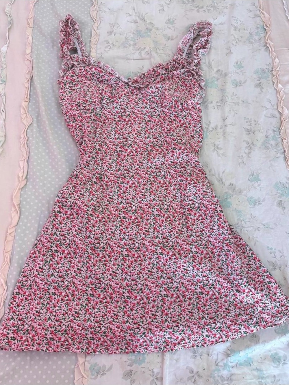 Pink floral mini dress
